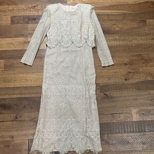 Elegant Gold Lace Dress